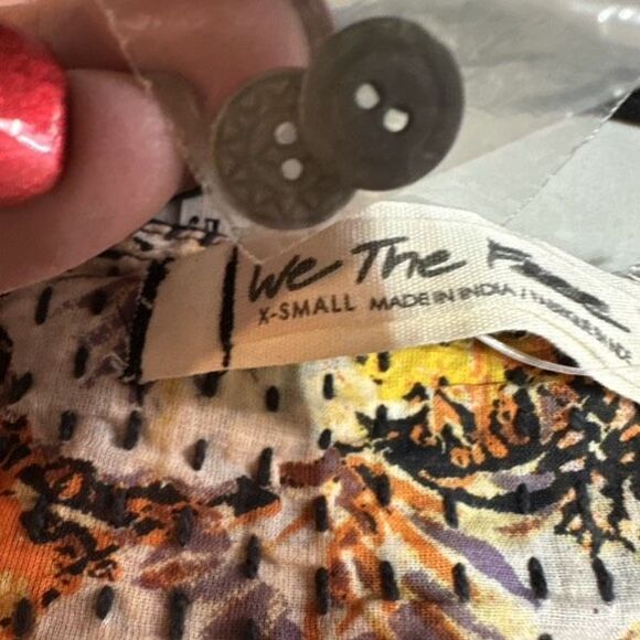 Free People We The Free Cool Meadow Floral Smocked Boho Top XS Cotton Yellow  EU - Picture 7 of 16